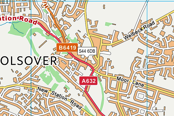 S44 6DB map - OS VectorMap District (Ordnance Survey)