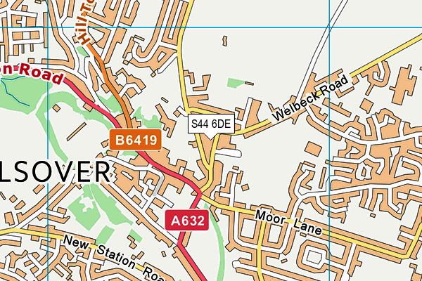 S44 6DE map - OS VectorMap District (Ordnance Survey)