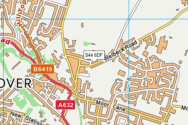 S44 6DF map - OS VectorMap District (Ordnance Survey)