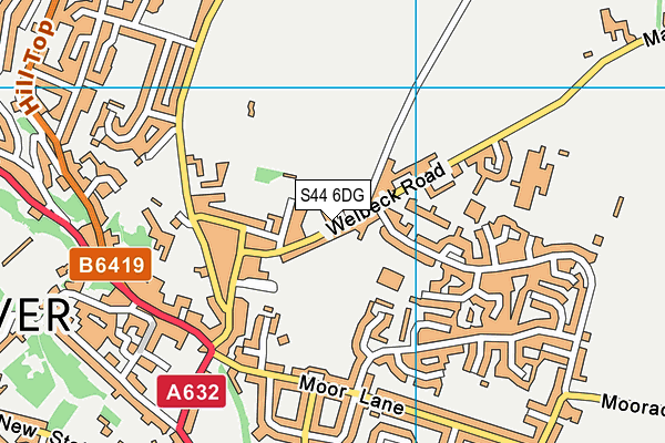 S44 6DG map - OS VectorMap District (Ordnance Survey)