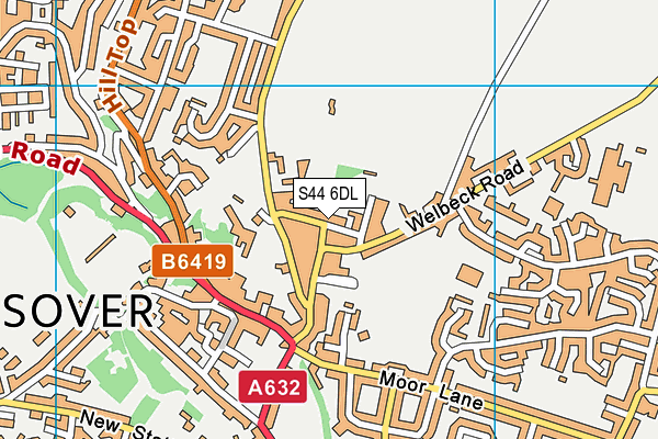 S44 6DL map - OS VectorMap District (Ordnance Survey)