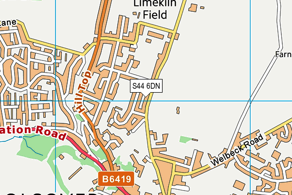 S44 6DN map - OS VectorMap District (Ordnance Survey)