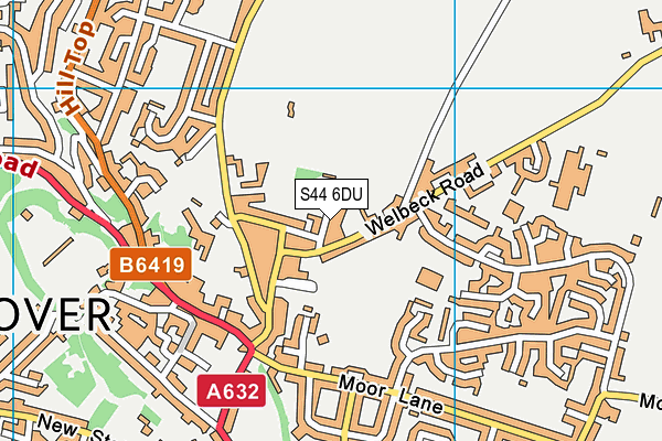 S44 6DU map - OS VectorMap District (Ordnance Survey)