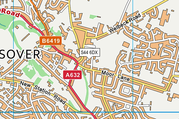 S44 6DX map - OS VectorMap District (Ordnance Survey)