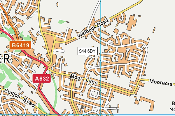 S44 6DY map - OS VectorMap District (Ordnance Survey)