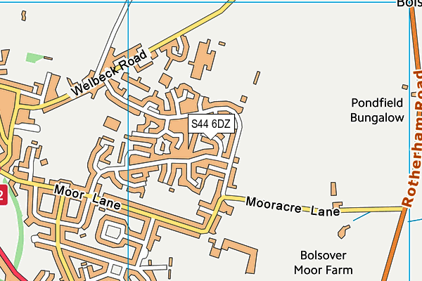 S44 6DZ map - OS VectorMap District (Ordnance Survey)