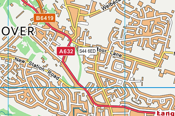 S44 6ED map - OS VectorMap District (Ordnance Survey)