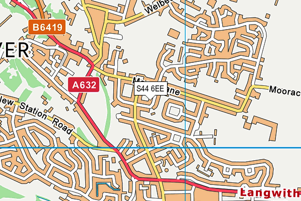S44 6EE map - OS VectorMap District (Ordnance Survey)