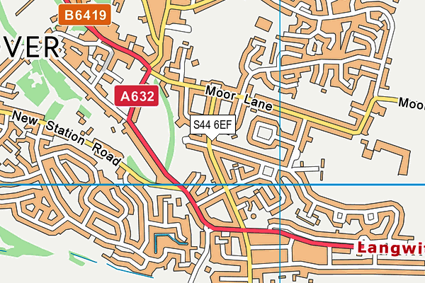 S44 6EF map - OS VectorMap District (Ordnance Survey)