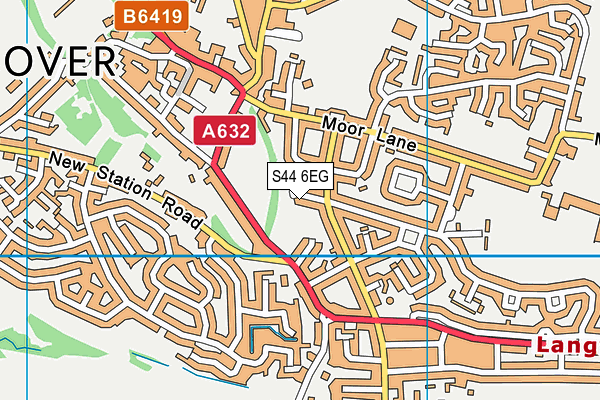 S44 6EG map - OS VectorMap District (Ordnance Survey)