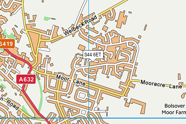 S44 6ET map - OS VectorMap District (Ordnance Survey)