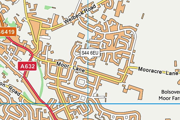S44 6EU map - OS VectorMap District (Ordnance Survey)