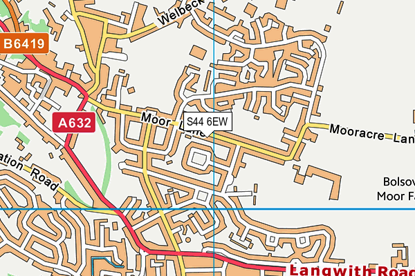 S44 6EW map - OS VectorMap District (Ordnance Survey)