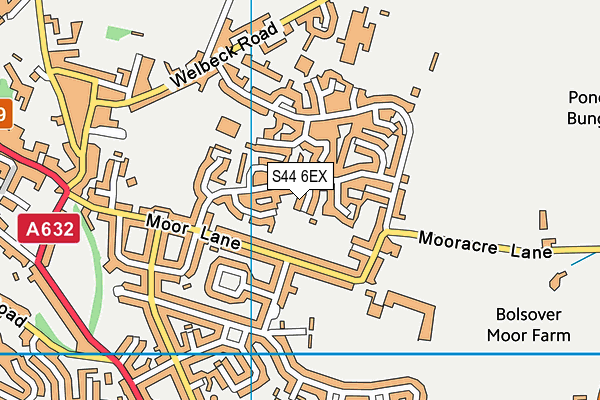 S44 6EX map - OS VectorMap District (Ordnance Survey)