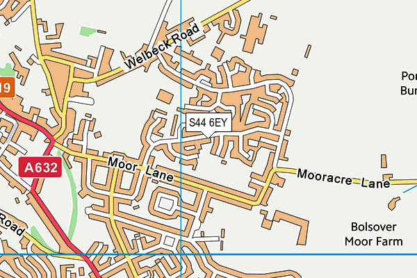 S44 6EY map - OS VectorMap District (Ordnance Survey)