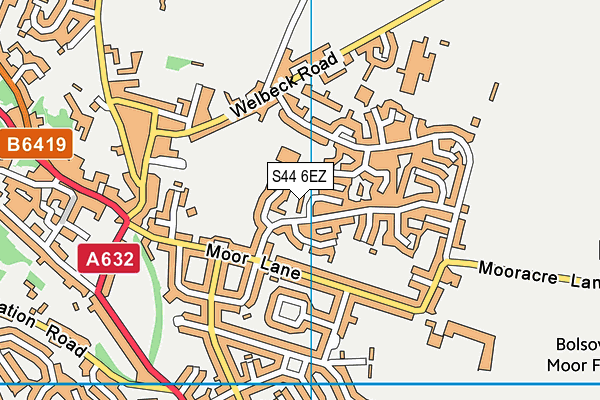 S44 6EZ map - OS VectorMap District (Ordnance Survey)