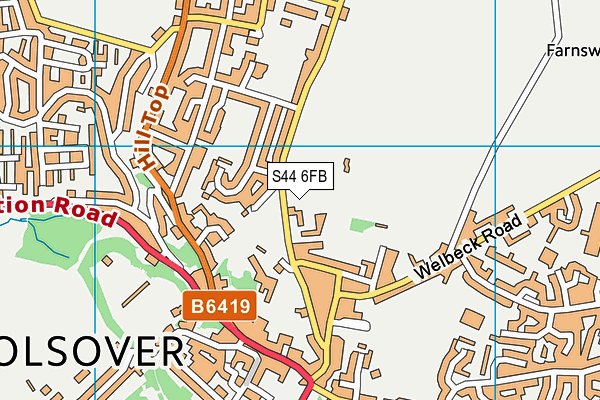 S44 6FB map - OS VectorMap District (Ordnance Survey)