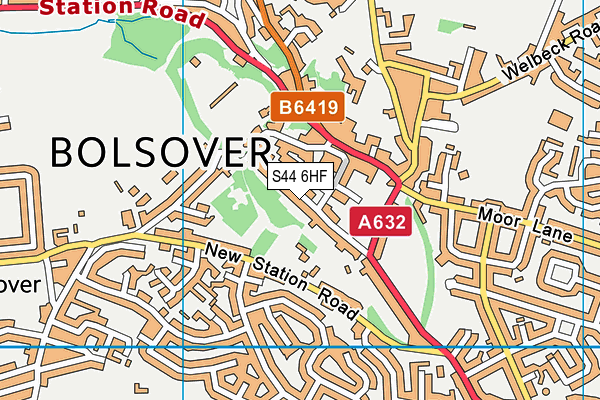 S44 6HF map - OS VectorMap District (Ordnance Survey)