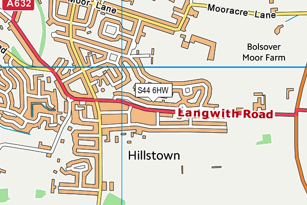 S44 6HW map - OS VectorMap District (Ordnance Survey)