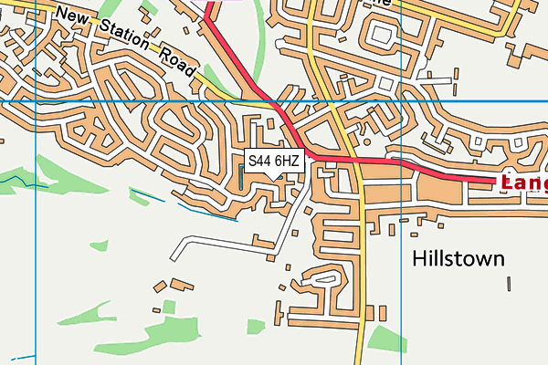S44 6HZ map - OS VectorMap District (Ordnance Survey)