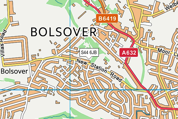 S44 6JB map - OS VectorMap District (Ordnance Survey)
