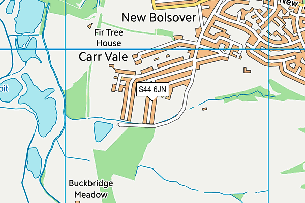 S44 6JN map - OS VectorMap District (Ordnance Survey)