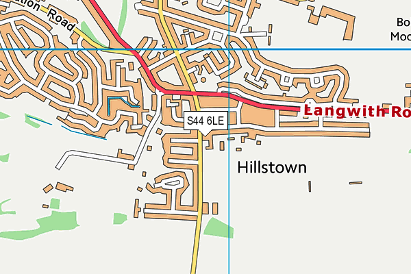 S44 6LE map - OS VectorMap District (Ordnance Survey)