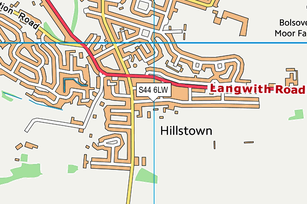Hillstown Village Hall map (S44 6LW) - OS VectorMap District (Ordnance Survey)