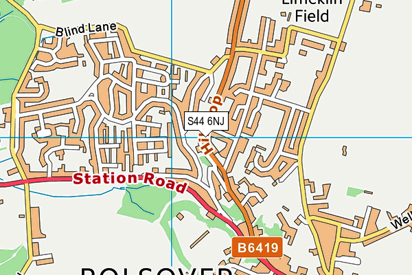 S44 6NJ map - OS VectorMap District (Ordnance Survey)