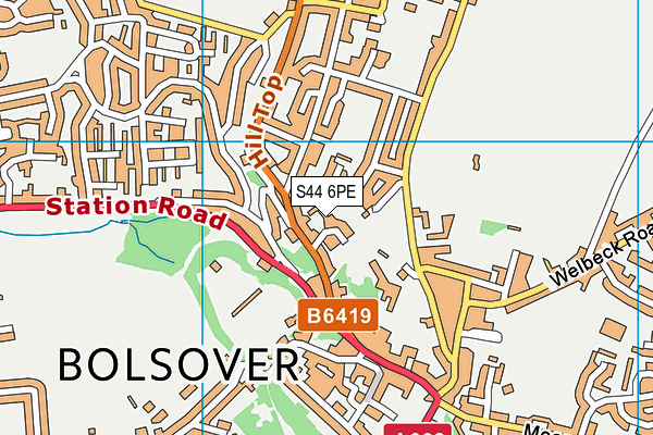 S44 6PE map - OS VectorMap District (Ordnance Survey)