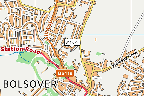 S44 6PF map - OS VectorMap District (Ordnance Survey)