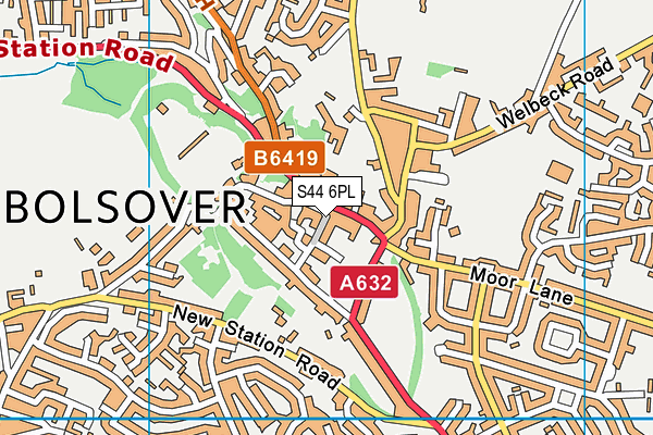 S44 6PL map - OS VectorMap District (Ordnance Survey)