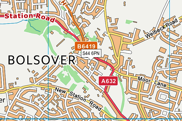 S44 6PN map - OS VectorMap District (Ordnance Survey)