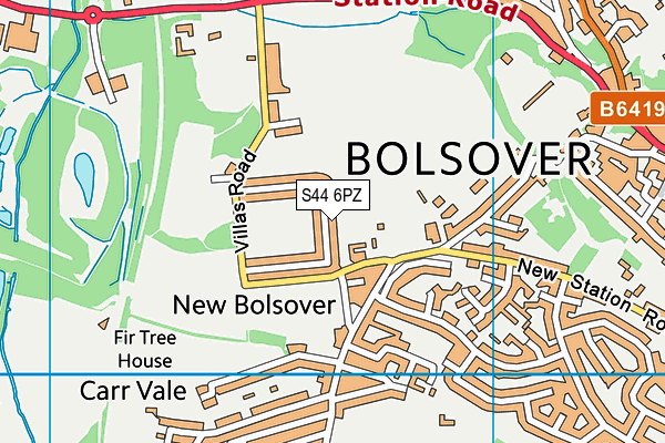 S44 6PZ map - OS VectorMap District (Ordnance Survey)