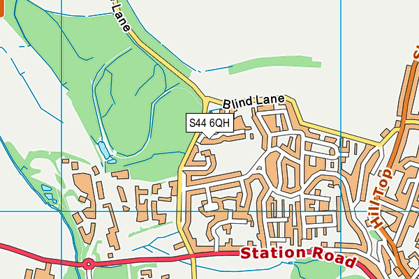 Hills Town Miners Welfare Recreation Ground (Closed) map (S44 6QH) - OS VectorMap District (Ordnance Survey)