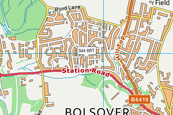 S44 6RT map - OS VectorMap District (Ordnance Survey)