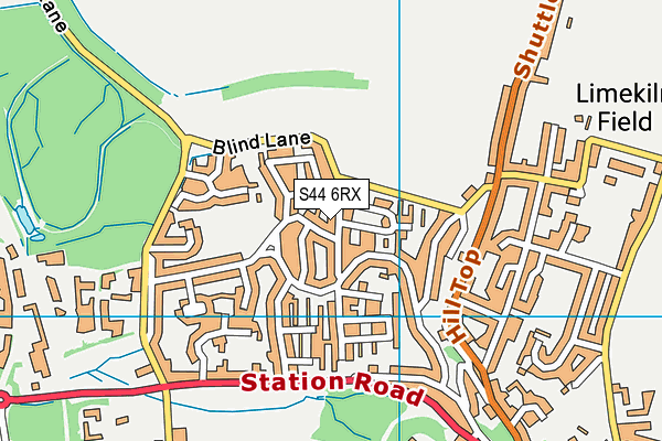 S44 6RX map - OS VectorMap District (Ordnance Survey)