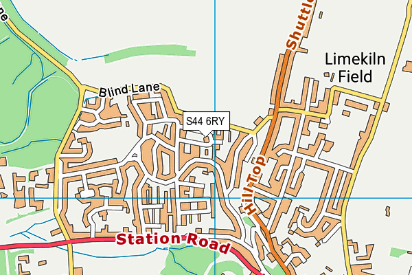 S44 6RY map - OS VectorMap District (Ordnance Survey)