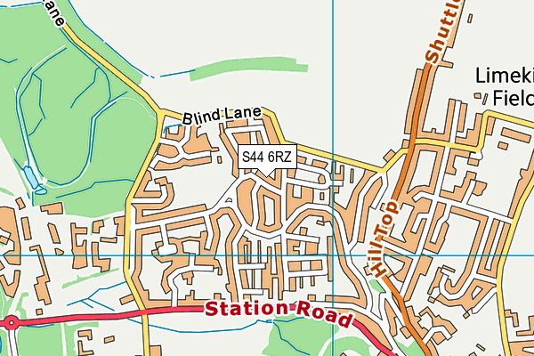 S44 6RZ map - OS VectorMap District (Ordnance Survey)