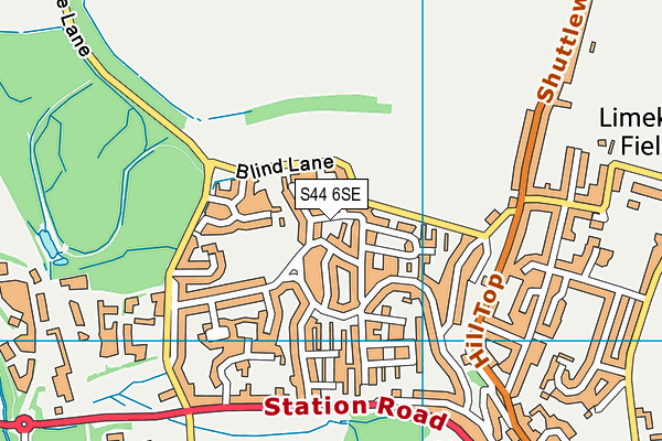 S44 6SE map - OS VectorMap District (Ordnance Survey)