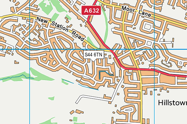 S44 6TN map - OS VectorMap District (Ordnance Survey)