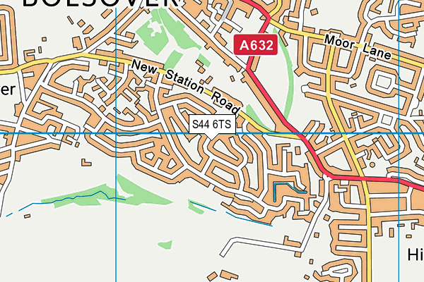 S44 6TS map - OS VectorMap District (Ordnance Survey)