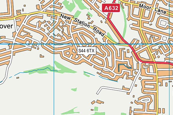 S44 6TX map - OS VectorMap District (Ordnance Survey)