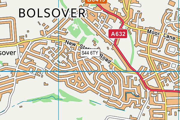 S44 6TY map - OS VectorMap District (Ordnance Survey)