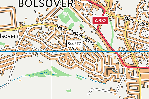 S44 6TZ map - OS VectorMap District (Ordnance Survey)
