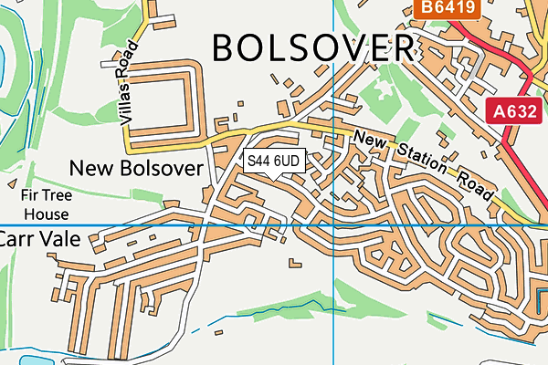 S44 6UD map - OS VectorMap District (Ordnance Survey)