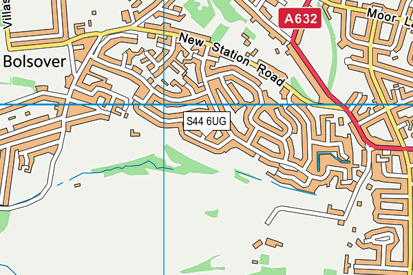 S44 6UG map - OS VectorMap District (Ordnance Survey)