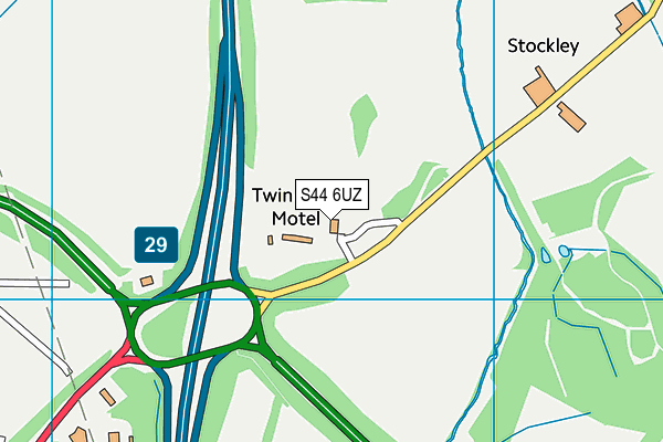 S44 6UZ map - OS VectorMap District (Ordnance Survey)