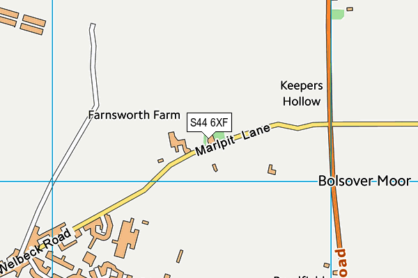 S44 6XF map - OS VectorMap District (Ordnance Survey)