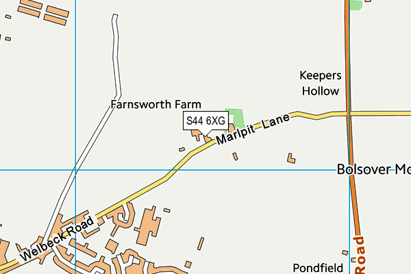 S44 6XG map - OS VectorMap District (Ordnance Survey)